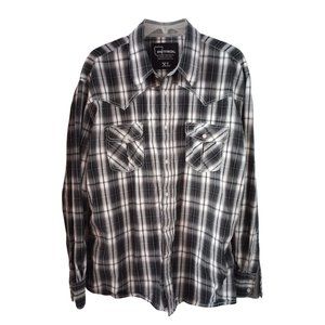 Women's Petrol Black/White Western Casual Snap Down Cowboy Shirt Size XL